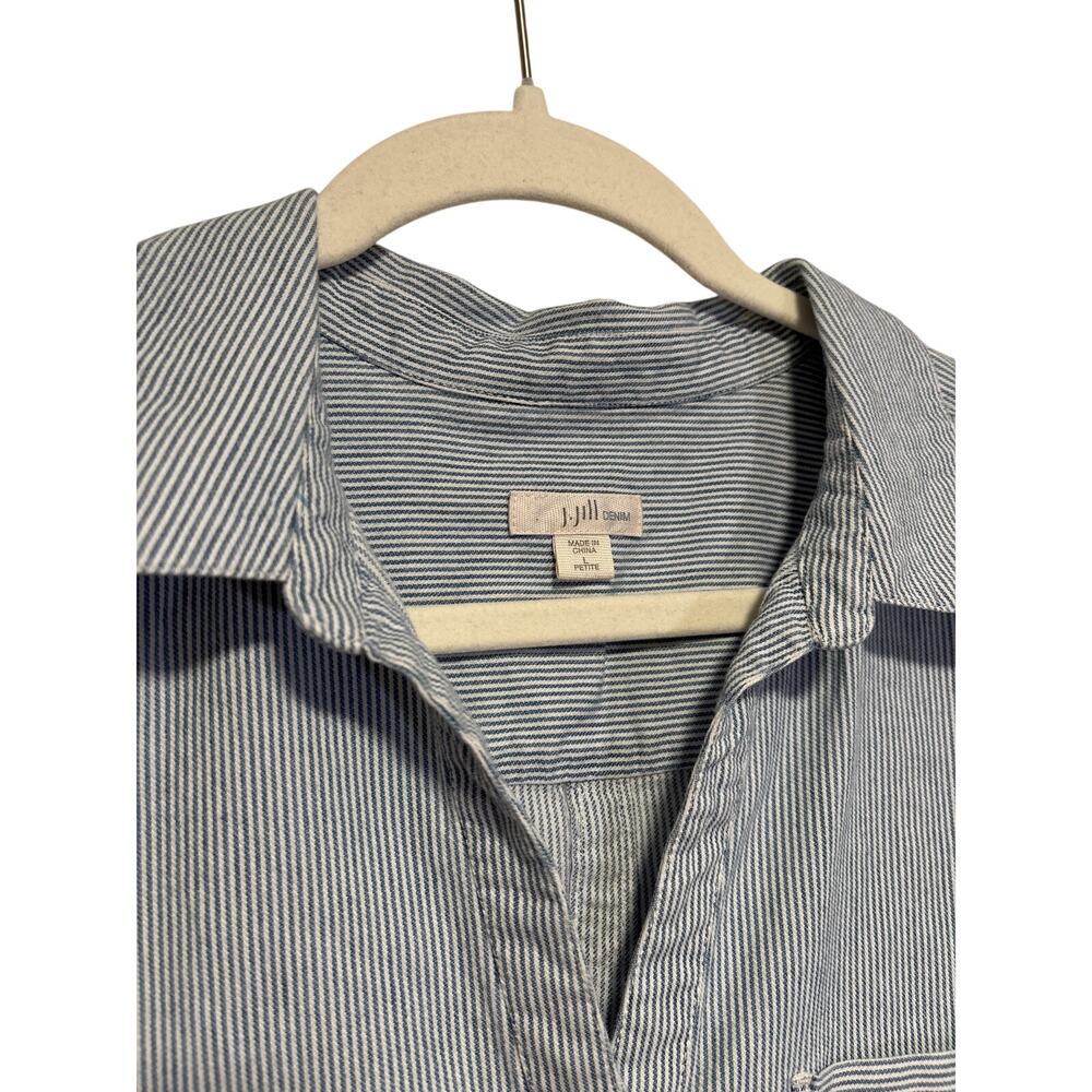 J.Jill Petite Denim Blue Pinstripe Button Down Shirt M - Picture 3 of 7
